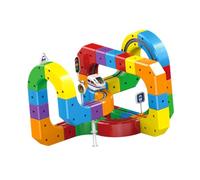Pegciuho Circuit de Train électrique Cube 3D, Conception Modulaire Flexible, Courbes et Locomotive, USB, Antidérapant, Kit de Construction à Monter Soi-même, M, 81 Pièces