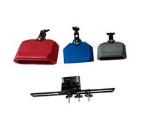 Pegciuho Ensemble de 3 Pièces pour Batterie : Pince, Bloc de Percussion, Cloches, Supports de Montage, Matériau PP, Son Clair, Idéal pour La Pratique En Groupe, Blue Red Silver B