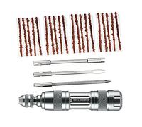 Pegciuho Kit de Réparation pour Pneus de Vélo Tubeless, pour VTT et Vélo de Route. Comprend Un Bidon, Un Alésoir, Une Fourche à Bouchon, Un Extracteur de Valve, Argent