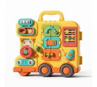 Pegciuho Tableau d'apprentissage Tableau Éducatif Panneau Sensoriel Planche d'Activités Bus Jouet d'Éveil Plastique Éléments à Tourner Glisser Presser Adapté, Version Rechargeable en Boîte Cadeau