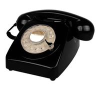 Pegciuho Téléphone Rétro avec Cadran Circulaire Poste Téléphonique Filaire Carillon Mécanique Traditionnel Objet Ornemental Classique Adapté pour Salon Bureau Espace Vintage, Noir