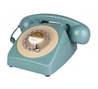 Pegciuho Téléphone Rétro avec Cadran Circulaire Poste Téléphonique Filaire Carillon Mécanique Traditionnel Objet Ornemental Classique Adapté pour Salon Bureau Espace Vintage, Bleu Ciel