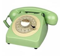 Pegciuho Téléphone Rétro avec Cadran Circulaire Poste Téléphonique Filaire Carillon Mécanique Traditionnel Objet Ornemental Classique Adapté pour Salon Bureau Espace Vintage, Vert