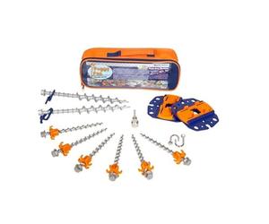 Peggy Peg Kit de Fixation pour Store HeavyDuty avec plaques d'ancrage Fix&Go 2.0 et piquets à Visser en Acier Inoxydable - Support de Sol pour la Fixation des Pieds de Store en Camping - pour sols