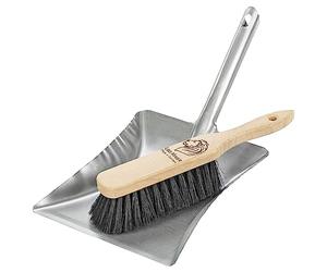 Peggy Perfect Kit de balayage avec balai en bois de hêtre et pelle en métal galvanisé. Résistant et pratique pour l'industrie et le jardin avec poils en élasthanne noir