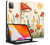 Pegmode Coque pour iPad Pro 12.9 pour femmes et filles, jolie housse portefeuille pour filles, motif lune, champignon, avec porte-crayon, coque intelligente pour Apple iPad Pro 12,9 pouces