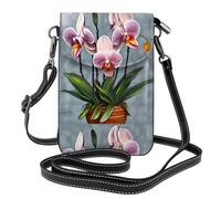 Pegqcvam Blooming Orchids Petit sac à main pour téléphone portable, sac à bandoulière à imprimé floral, mini portefeuille en cuir synthétique avec bandoulière, fermeture magnétique sécurisée.