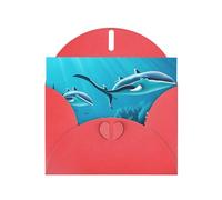 PEGQCVAM Carte de vœux avec baleines des mers profondes. Carte de vœux de luxe rouge nacré, papier cartonné de qualité supérieure pour toutes les occasions