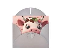 PEGQCVAM Carte de vœux avec vaches et fraises. Carte de vœux de luxe grise nacrée, papier cartonné de qualité supérieure pour toutes les occasions