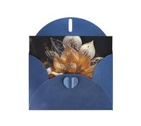 PEGQCVAM Carte de vœux blanche délicate fleur de lotus. Carte de vœux de luxe bleue nacrée, papier cartonné de qualité supérieure pour toutes les occasions