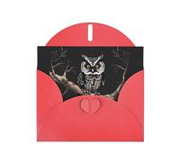 PEGQCVAM Carte de vœux motif chouette - Rouge nacré - Papier cartonné de qualité supérieure pour toutes les occasions