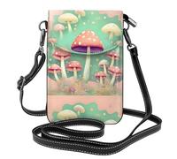 Pegqcvam Dream Champignon Petit porte-monnaie pour téléphone portable, sac à bandoulière imprimé floral, mini portefeuille en cuir synthétique avec bandoulière, fermeture magnétique sécurisée.