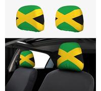 PEGQCVAM Lot de 2 housses de protection pour appuie-tête de voiture Drapeau de la Jamaïque Design en tissu élastique et doux, facile à installer, housses décoratives pour appuie-têtes.
