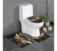 Pegqcvam Lot de 3 tapis de salle de bain exquis, entièrement imprimés, doux et antidérapants, adaptés pour les salles de bains, les toilettes et les sols.