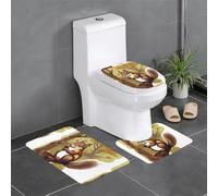 Pegqcvam Nut-Eating Lot de 3 tapis de salle de bain entièrement imprimés doux et antidérapants pour salle de bain, toilettes et sols Motif écureuil mangeur de noix