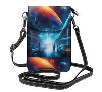 Pegqcvam Petit sac à main pour téléphone portable Science Fiction Future, sac à bandoulière à imprimé floral, mini portefeuille en cuir synthétique avec bandoulière, fermeture magnétique sécurisée.