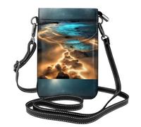 Pegqcvam Petit sac à main View Under The Moon pour téléphone portable, sac à bandoulière à imprimé floral, mini portefeuille en cuir synthétique avec bandoulière, fermeture magnétique sécurisée.