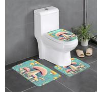 Pegqcvam Pretty Little Mushrooms Lot de 3 tapis de salle de bain entièrement imprimés doux et antidérapants pour salle de bain, toilettes et sols
