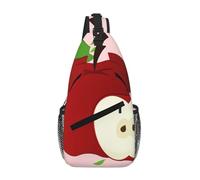 PEGQCVAM Sac de poitrine avec croix de fruits rouges en diagonale. Grande capacité, bretelles réglables, porte-gobelets et porte-parapluies des deux côtés.