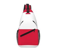 PEGQCVAM Sac de poitrine en diagonale avec drapeau polonais - Grande capacité - Bretelles réglables - Porte-gobelets et porte-parapluies des deux côtés.