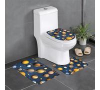 Pegqcvam Solar System Planets Lot de 3 tapis de salle de bain entièrement imprimés doux et antidérapants pour salle de bain, toilettes et sols