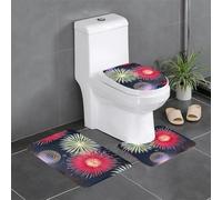 Pegqcvam Splendid Fireworks Lot de 3 tapis de salle de bain entièrement imprimés doux et antidérapants pour salle de bain, toilettes et sols