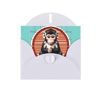 PEGQCVAM The Silent Monkey Carte de vœux blanche nacrée en papier cartonné de qualité supérieure pour toutes les occasions