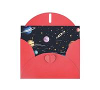 PEGQCVAM The Solar Family Carte de vœux de luxe rouge nacré en papier cartonné de qualité supérieure pour toutes les occasions