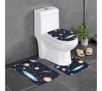 Pegqcvam The Solar Family Lot de 3 tapis de salle de bain entièrement imprimés doux et antidérapants pour salle de bain, toilettes et sols