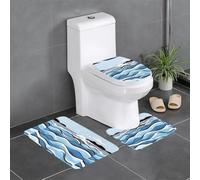 Pegqcvam Waves Lapping at The Rocks Lot de 3 tapis de salle de bain entièrement imprimés doux et antidérapants pour salle de bain, toilettes et sols