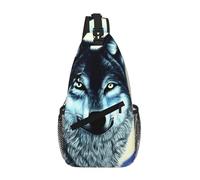 PEGQCVAM Wolf Under Moon Cross Sac de poitrine en diagonale Grande capacité Bretelles réglables Porte-gobelets et porte-parapluie des deux côtés