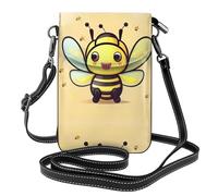 Pegqcvam Yellow Bee Petit sac à main pour téléphone portable, sac à bandoulière à imprimé floral, mini portefeuille en cuir synthétique avec bandoulière, fermeture magnétique sécurisée.
