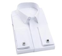 Pegsmio Boutons de manchette français pour homme - Chemise à manches longues - Coupe ajustée, 200 Blanc, M