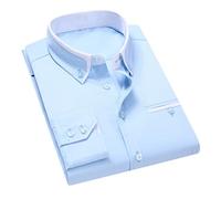 Pegsmio Chemise à manches longues pour homme avec col rabattable, Chemise bleu ciel, 3XL