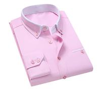 Pegsmio Chemise à manches longues pour hommes, style coréen, coupe ajustée, col rabattable, 4XL