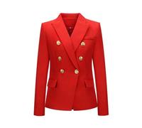 Pegsmio Veste classique à double boutonnage pour femme - Style décontracté - Pour l'automne et l'hiver, Rouge, S