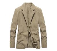Pegsmio Vestes de costume en velours côtelé pour hommes, couleur unie, blazer, manteaux haut, kaki, XXXL