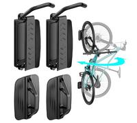 PEGZONE Lot de 2 crochets de vélo pour garage, support mural pivotant robuste pour vélo, charge maximale 35 kg/er, support de vélo réglable pour garage, chambre à coucher, bureau à domicile, noir