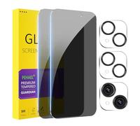 Pehael [Lot de 2 + 2] Protection d'écran de confidentialité pour iPhone 15 Plus avec protection d'objectif d'appareil photo, couverture complète, film en verre trempé anti-espion, dureté 9H,