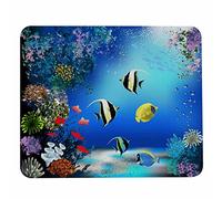 Pehede Tapis de souris avec base en caoutchouc antidérapant, glisse facile, pour ordinateurs, ordinateurs portables, jeux, bureau et maison, 20,1 x 24,1 cm, monde sous-marin coloré avec poissons et
