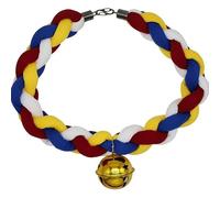 PEHHAH Quatre fils tressés avec des accessoires de collier de cloche Personnalité mignonne Accessoires animaux Costume d'Halloween Cosplay (Rouge jaune bleu blanc)