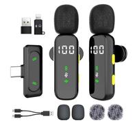 pehyrium Micro Cravate sans Fil avec écran LED, Mini Micro à Revers pour iPhone, Android, iPad, pour Enregistrement vidéo, Streaming, Entretien, vlog, Tiktok, Youtube