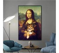 Pei-wall art Impressions murales 70 x 90 cm sans cadre Funny Art Mona Lisa tenant un chat Wall Art Posters et impressions Da Vinci célèbre Wall Art Pictures Home Decor
