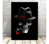 Pei-wall art photos murales 50x70cm pas de cadre peinture créative affiche photo crâne fumer personnalité affiches et impressions peinture photo salon décor