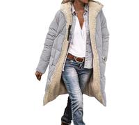 peiaclkde Manteaux d'hiver pour femme - Longue veste matelassée avec doublure en polaire - Couleur unie - Fermeture éclair intégrale - Manteau imperméable et chaud à manches longues avec capuche et