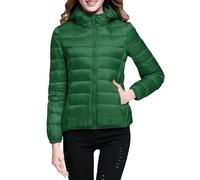 peiaclkde Veste matelassée pour femme - Veste légère en duvet pour femme - Doudoune pliable avec fermeture éclair - Manteau court uni imperméable sans capuche - Chaud pour l'hiver, #17 Vert, XXL