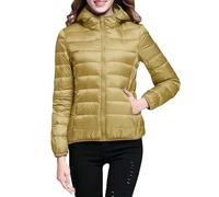 peiaclkde Veste matelassée pour femme - Veste légère en duvet pour femme - Doudoune pliable avec fermeture éclair - Manteau court uni imperméable sans capuche - Chaud pour l'hiver, #13 Beige, L