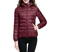 peiaclkde Vestes matelassées légères pour femme - Doudoune pliable avec fermeture éclair - Manteau court uni imperméable sans capuche pour femme - Chaud pour l'hiver, #11 Vin, L