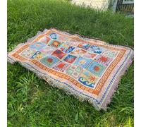 Peiaw Boho Jacquard Woven Throw Blanket with Tassel Fringe,Colorful Sun Moon Pattern Picnic Mat for Beach Park Camping,Soft Cotton Blend Tapestry for Home Decor Sofa Bed,Machine Washable(90 * 180cm)