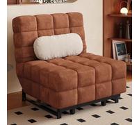 Peiaw Canapé Modulaire en Velours Côtelé sans Accoudoirs, Coussin Quilté,Convertible en Lit, Pieds en Métal Noir,Support Lombaire,Parfait pour Salon & Chambre(Brown,1.2m)